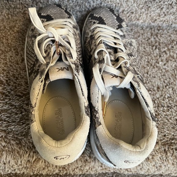 Michael Kors Women's Embellished Snake Embossed Leather Sneaker Shoes - Picture 7 of 15